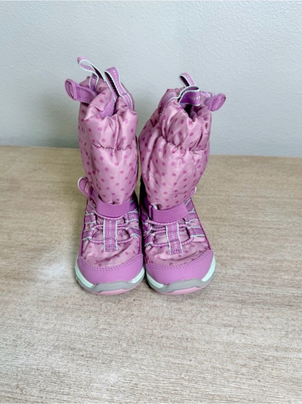 Stride Rite Boots Snow Velcro Purple Kids Fleece Lining Foldable Toddler 4.5